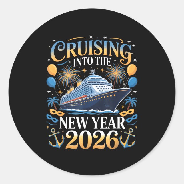 Cruising Into The New Year 2026 Vacation Design  Runder Aufkleber (Vorderseite)