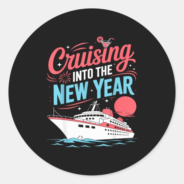 Cruising Into The New Year Trocal Holiday Travel V Runder Aufkleber (Vorderseite)
