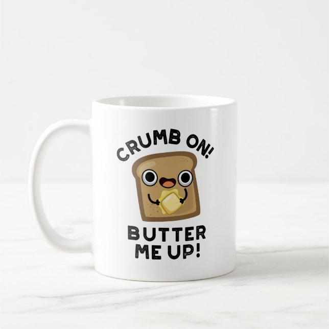 Crumb auf Butter mir hoch lustige Brot Puppe Kaffeetasse (Links)