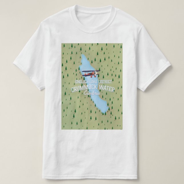 Crummock Water, Lake District Landkarte Reiseplaka T-Shirt (Design vorne)
