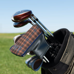 Crunchy Brown Late Herbstlaubs Brown Blue Kariert Golf Headcover