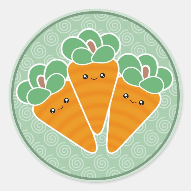 Crunchy Carrots Kawaii Stickers (Vorderseite)