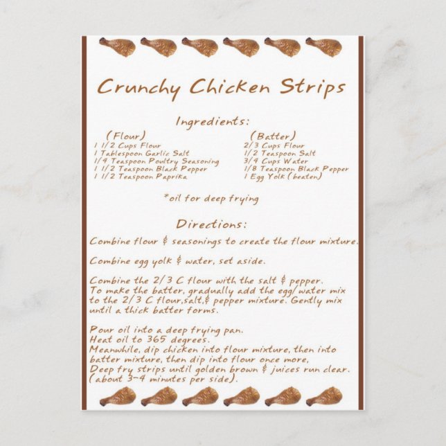 Crunchy Chicken Strips Postkarte (Vorderseite)