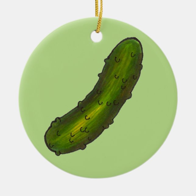 Crunchy Green Kosher Dill Deli Pickle Feinschmecke Keramikornament (Vorne)