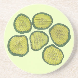 Crunchy Green Kosher Dill Pickle Chips Feinschmeck Sandstein Untersetzer