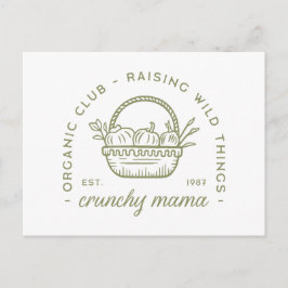 Crunchy Mama Bio vegetarisch ökologisch grün Postkarte