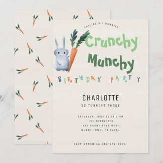 Crunchy Munchy Bunny Birthday Party Niedliches Kin Einladung