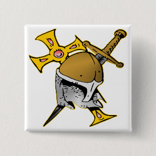 Crusader Helmet Cross & Sword Button