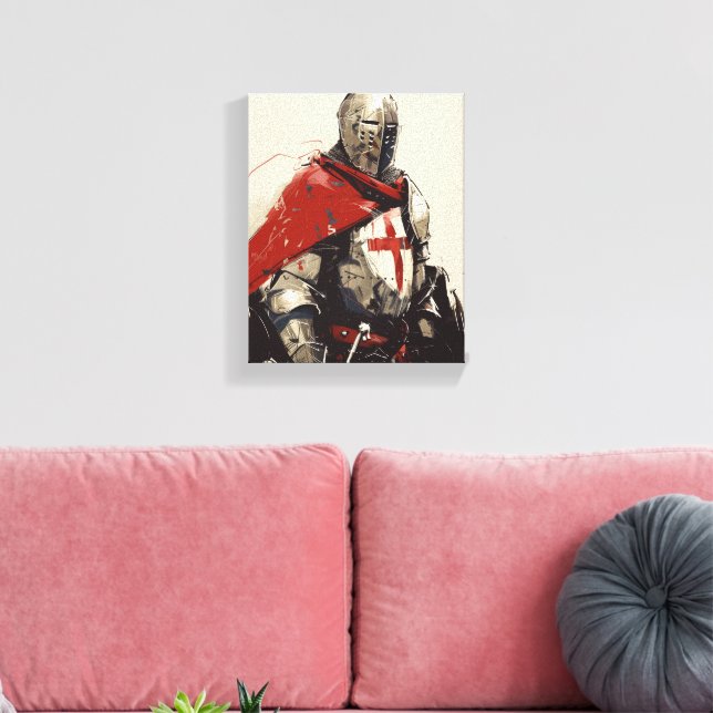 Crusader Knight Illustration Leinwanddruck (Insitu (Wohnzimmer))