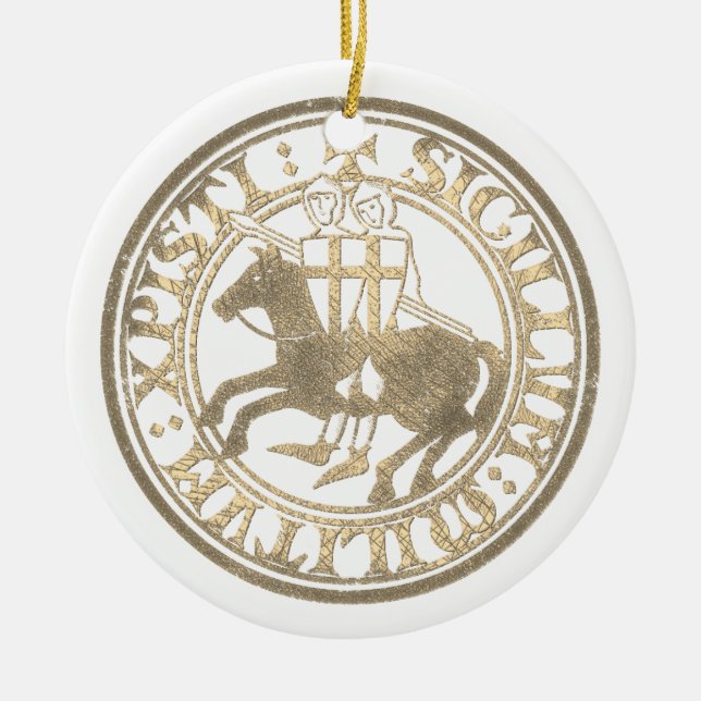 Crusader Templar Knights Siegel Logo Deus Vult gol Keramik Ornament (Vorne)