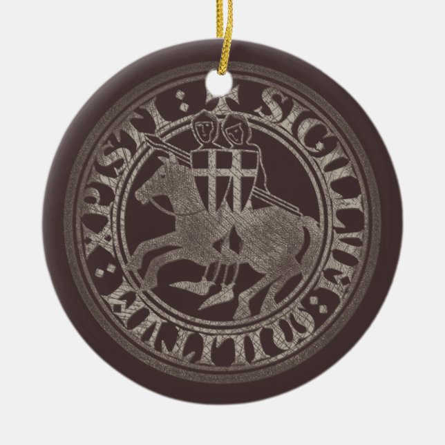 Crusader Templar Knights Siegel Logo Deus Vult old Keramik Ornament (Vorne)
