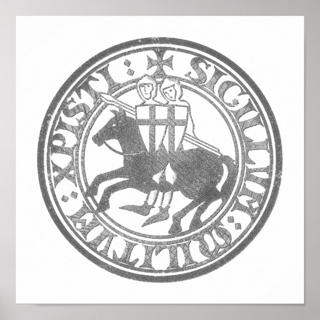 Crusader Templar Knights Siegel Logo Deus Vult old Poster (Vorne)