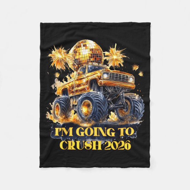 Crush 2026 Monster Truck New Year Party Countdown  Fleecedecke (Vorderseite)
