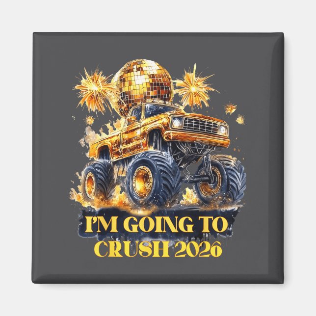 Crush 2026 Monster Truck New Year Party Countdown  Magnet (Vorne)