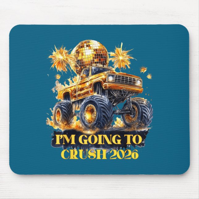 Crush 2026 Monster Truck New Year Party Countdown  Mousepad (Vorne)