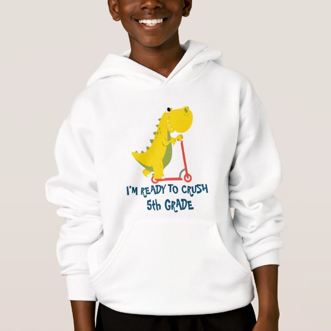 Crush 4. Klasse Fun Dinosaurier Roller Schule Hoodie (Vorderseite)