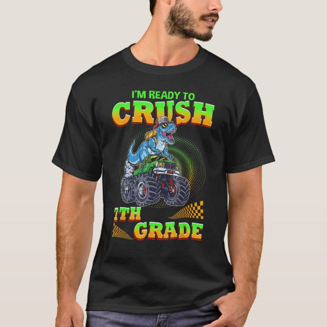 Crush 7th Grade Dinosaur Back To School For Teache T-Shirt (Vorderseite)