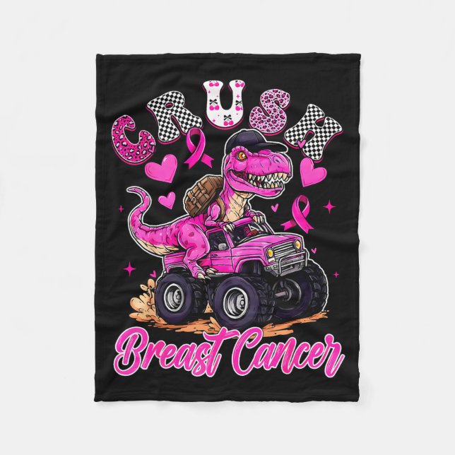 Crush Breast Cancer Dinosaur T Rex Monster Truck B Fleecedecke (Vorderseite)