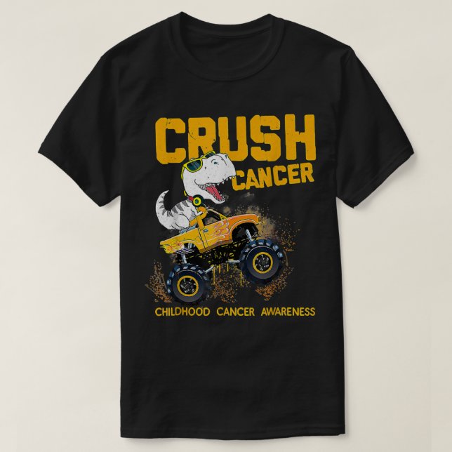 Crush Cancer Childhood Cancer Awareness Dinosaur T T-Shirt (Design vorne)