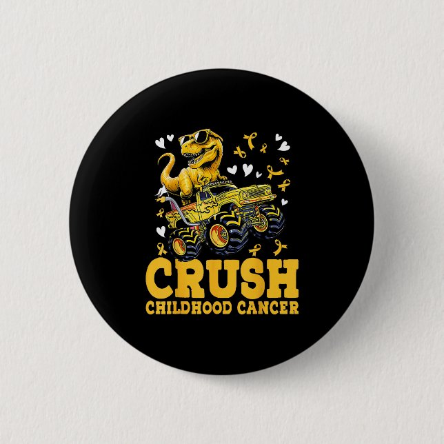 Crush Childhood Cancer Awareness Monster Truck Din Button (Vorderseite)