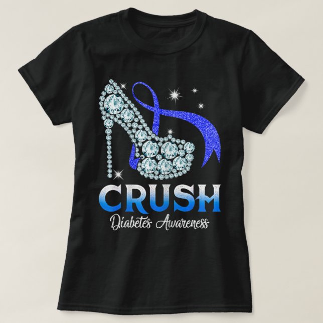 Crush Diabetes Awareness Blauen Band T-Shirt (Design vorne)
