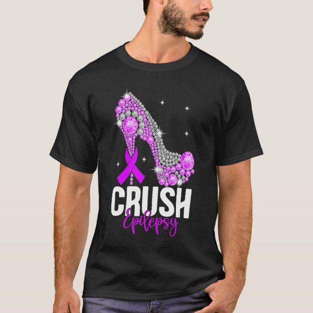 Crush Epilepsy Awareness Diamond High Heel Lila T-Shirt (Vorderseite)