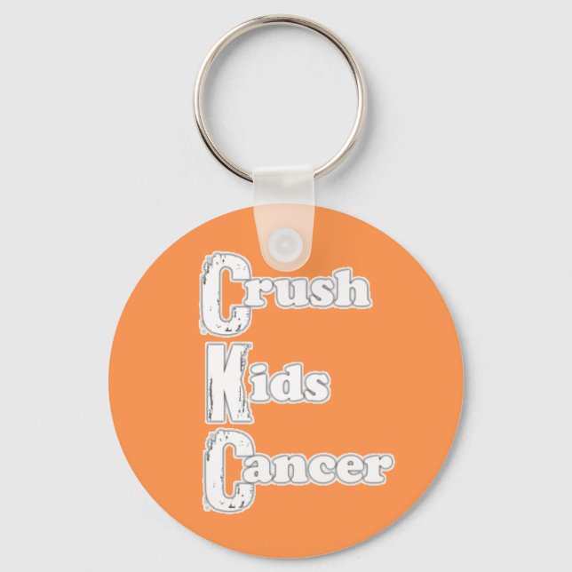 "Crush Kids Cancer" Orange Schlüsselanhänger (Vorderseite)