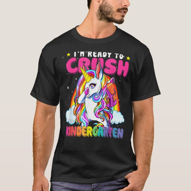 Crush Kindergarten Dabbing Unicorn Back To School  T-Shirt (Vorderseite)