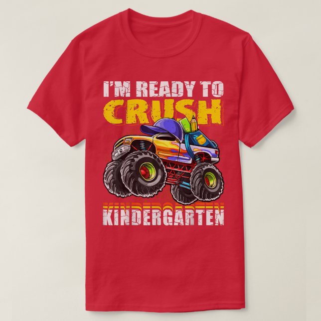 Crush Kindergarten Monster Truck Rucksack zurück T-Shirt (Design vorne)