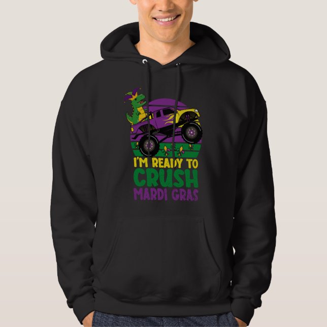 Crush Mardi Gras Dino Monster Truck  Toddler Boys  Hoodie (Vorderseite)