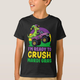 Crush Mardi Gras Monster Truck Dinosaur rex Todd T-Shirt