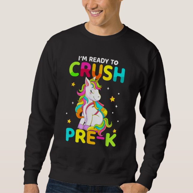 Crush Pre K Dabbing Unicorn Back To School Girls Sweatshirt (Vorderseite)