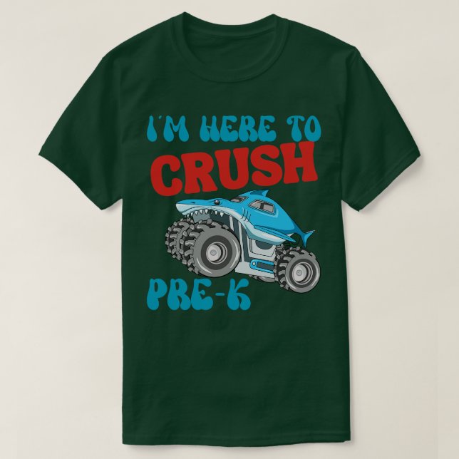 Crush PreK Monster Truck Zurück zu Schuljungen T-Shirt (Design vorne)