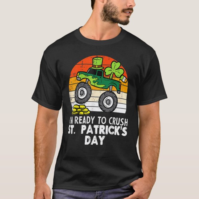 Crush St Patricks Day Monster Truck Paddys Kleinki T-Shirt (Vorderseite)