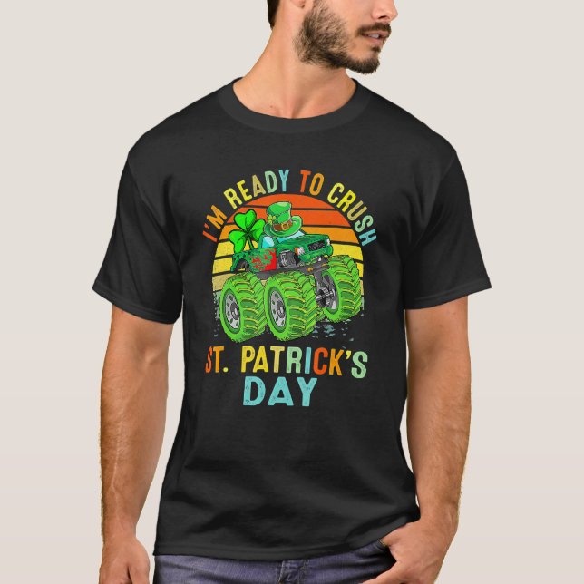 Crush St Patricks Day Monster Truck Paddys Kleinki T-Shirt (Vorderseite)