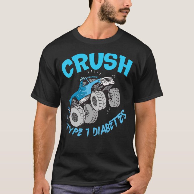 Crush Typ 1 Diabetes Awareness Truck Ribbon Kriege T-Shirt (Vorderseite)