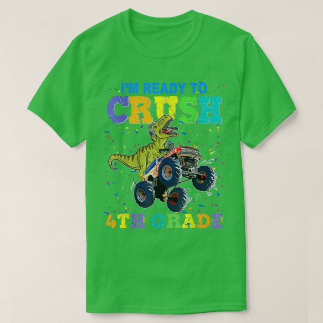 Crush Vierte Dinosaurier Monster Truck Zurück nach T-Shirt (Design vorne)