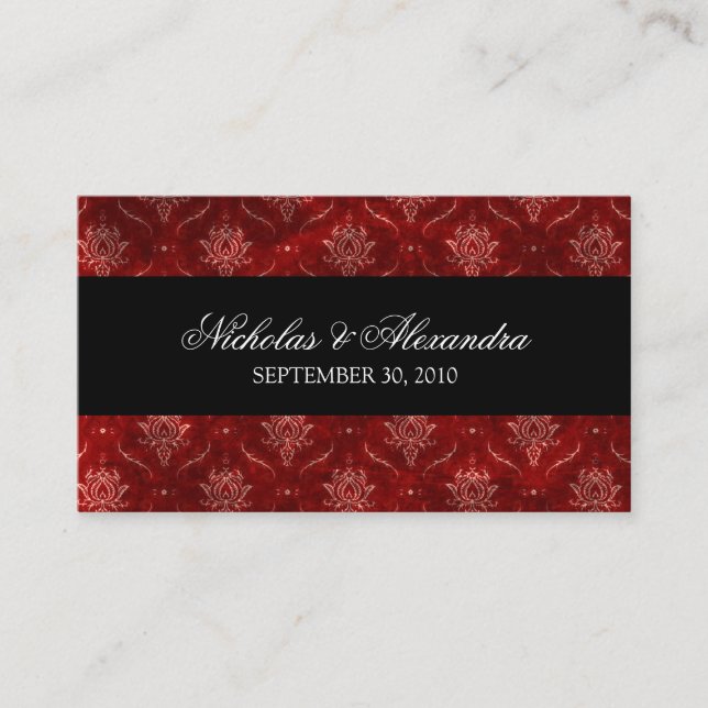 Crushed Red Velvet Wedding Website Business Card Begleitkarte (Vorderseite)