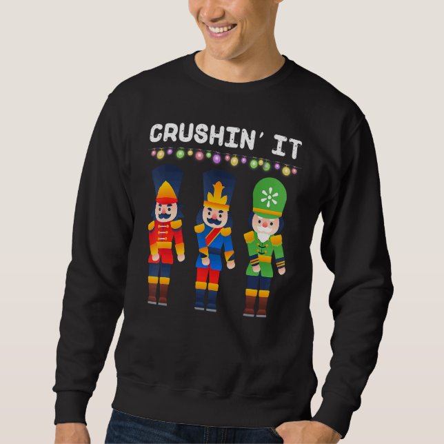 Crushin It Flossing Nutcracker Christmas Dance Sweatshirt (Vorderseite)