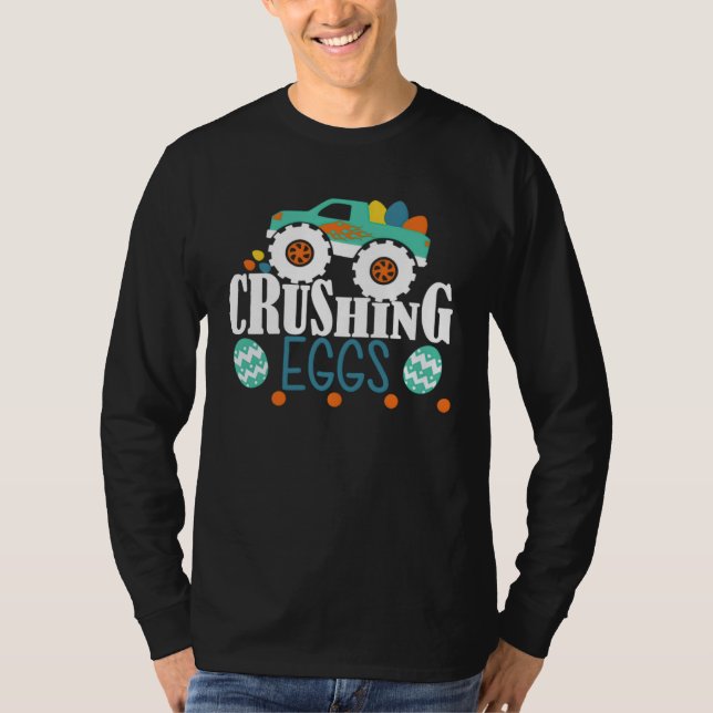 Crushing Eggs Monster Truck Easter Bunny Boys Kids T-Shirt (Vorderseite)