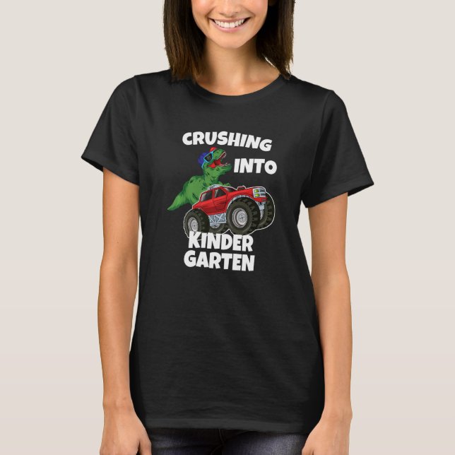 Crushing into Kindergarten Monster Truck Dinosaur  T-Shirt (Vorderseite)