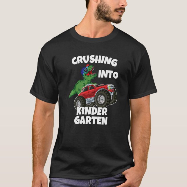 Crushing into Kindergarten Monster Truck Dinosaur  T-Shirt (Vorderseite)