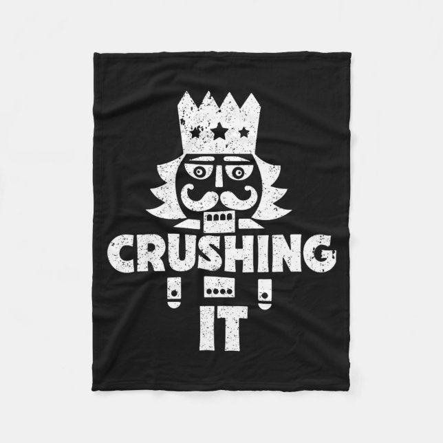 Crushing It Nutcracker Funny Retro Christmas Festi Fleecedecke (Vorderseite)