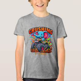 Crushing Since 2021 – Cute Elephant with Truck Tri-Blend Shirt