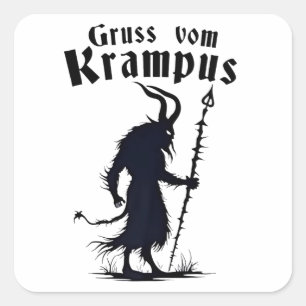 Cruss Vom Krampus Weihnachten Xmas Teufel Gruselig Quadratischer Aufkleber