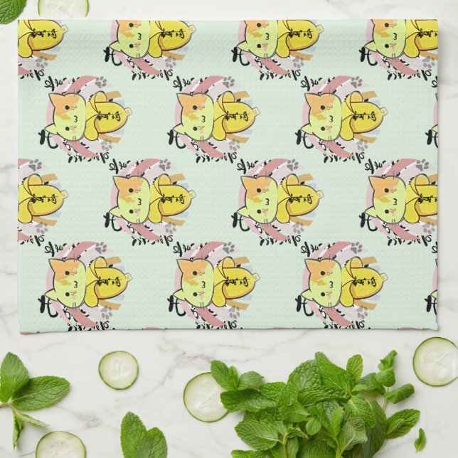 Cry Banana Cat Pattern Geschirrtuch (Gefaltet)