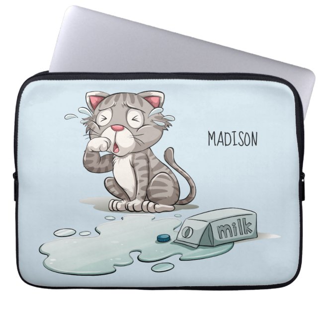 Cry Cat individuelle Name & Color Laptop Ärmel Laptopschutzhülle (Vorderseite)