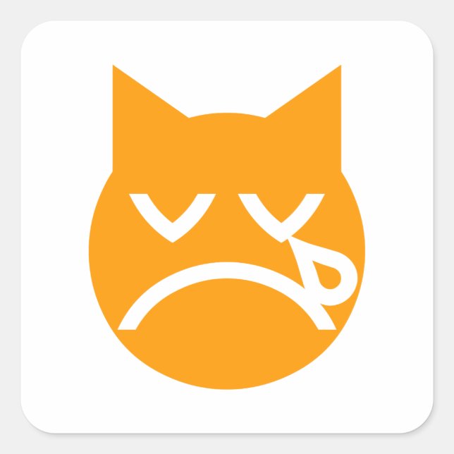 Cry Emoji Cat Quadratischer Aufkleber (Vorderseite)