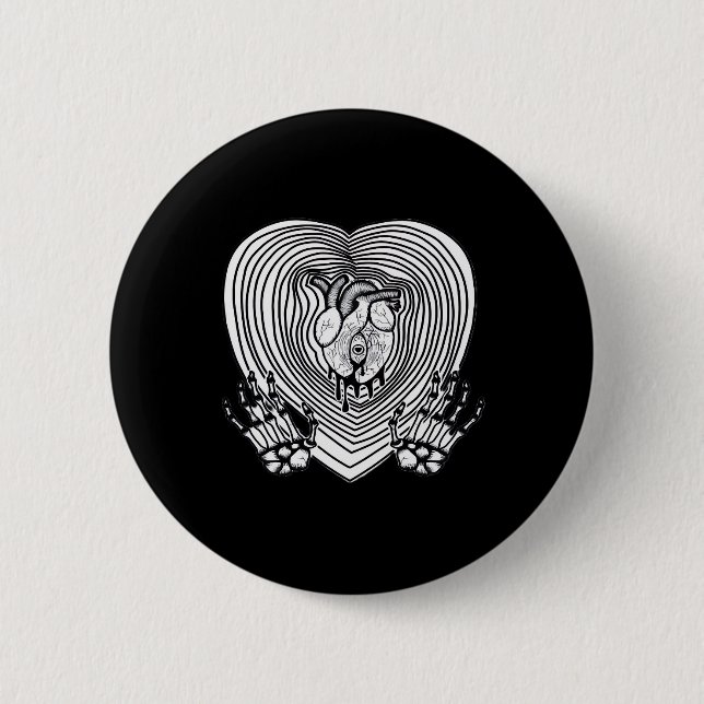 Cry Heart Classic - Skeleton Handherz Button (Vorderseite)