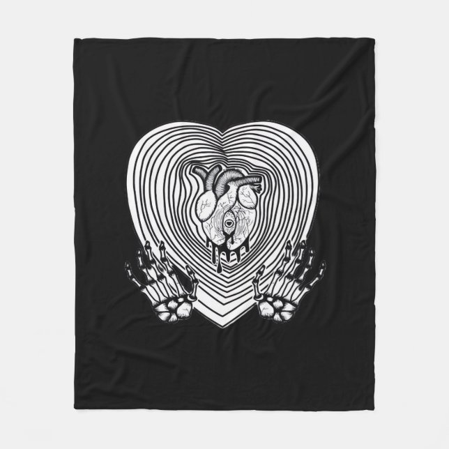 Cry Heart Classic - Skeleton Handherz Fleecedecke (Vorderseite)